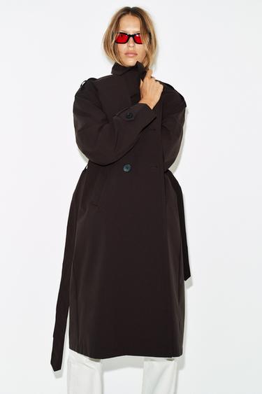 LONG WATER-REPELLENT WINDPROOF TRENCH COAT WITH BELT - Brown by Zara