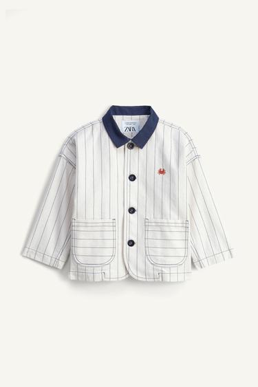 LIMITED EDITION CONTRAST COLLAR STRIPED JACKET - 010 by Zara