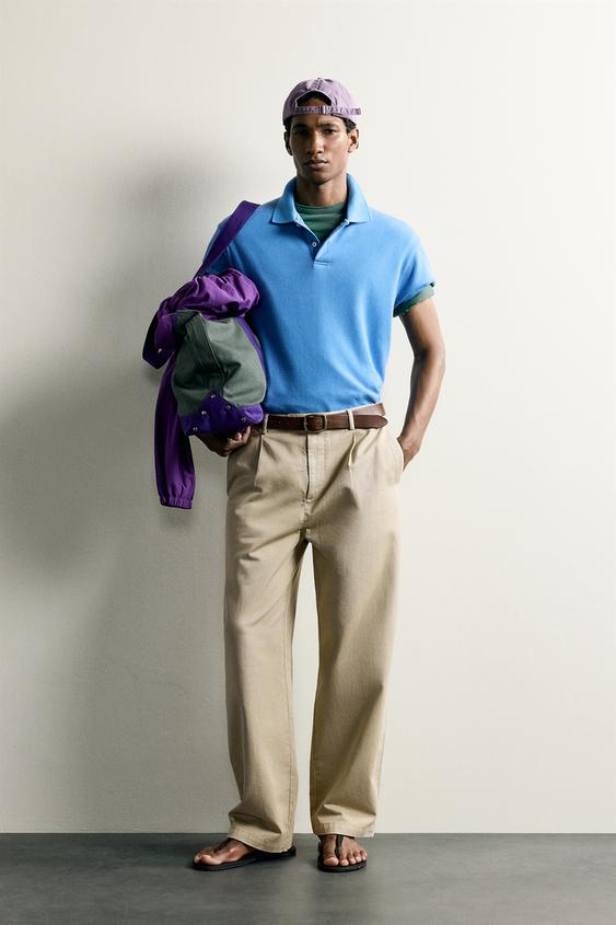 SHORT SLEEVE REGULAR FIT POLO SWEATSHIRT - Blue by Zara - Image 0