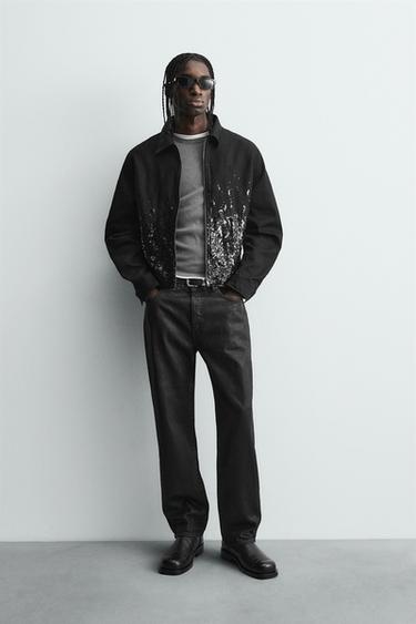 CROPPED FIT SEQUIN JACKET - Black by Zara