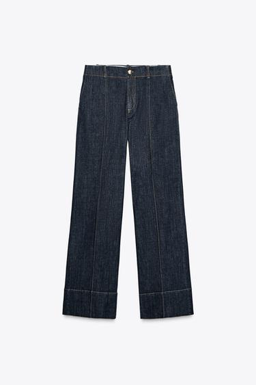BOOTCUT PINTUCK TROUSERS - Blue by Zara