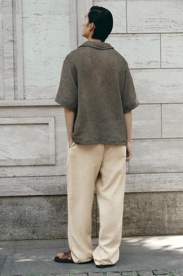 LINEN/COTTON PLEATED TROUSERS - Light beige by Zara