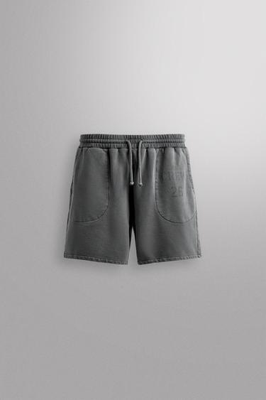 WASHED TRAINING JOGGER SHORTS - Grey / Blue by Zara