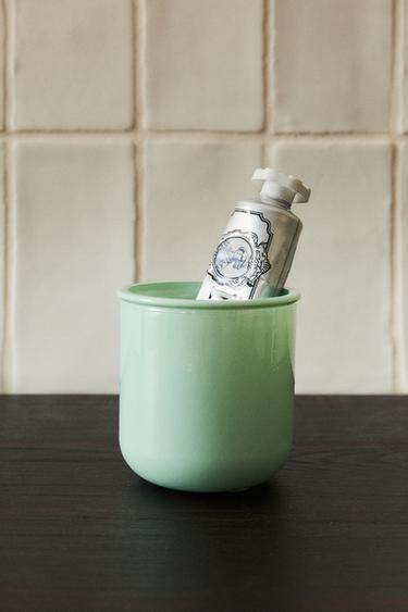 JADE GREEN GLASS TOOTHBRUSH HOLDER - Sea green by Zara