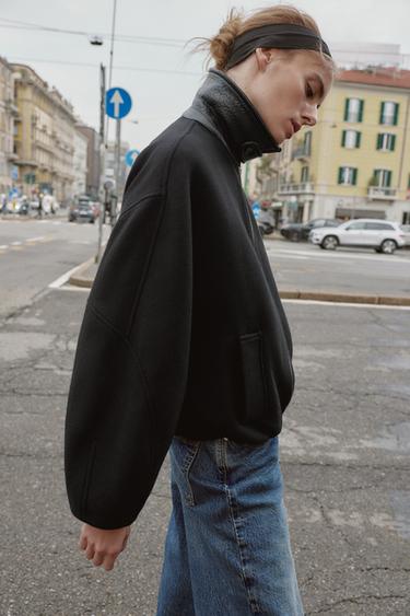 BALLOON BOMBER JACKET WITH CONTRAST WOOL COLLAR - Black by Zara