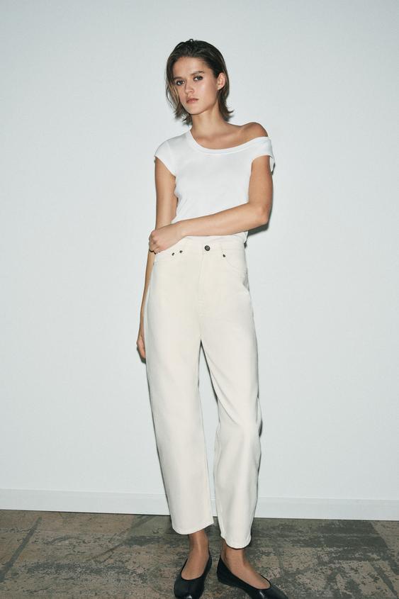 JEANS ZW COLLECTION TAPERED MID-WAIST - White by Zara - Image 0