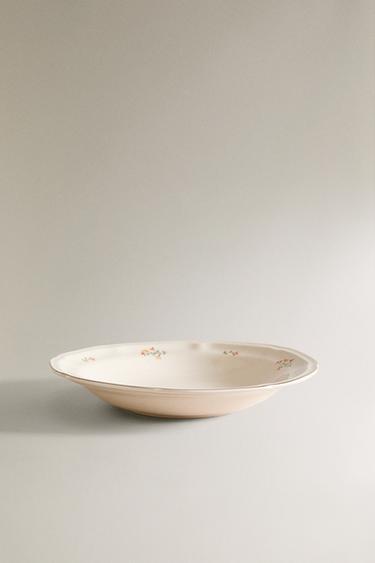 FPORCELAIN SOUP PLATE WITH FLORAL PRINT - Cream by Zara - Image 0