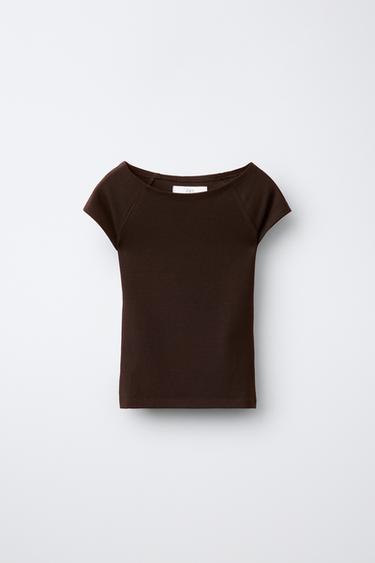 PLAIN T-SHIRT WITH MODAL - Brown by Zara