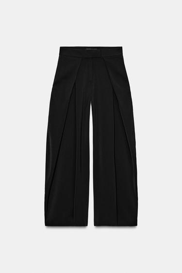 ZW COLLECTION PLEATED TROUSERS - Black by Zara