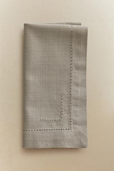 PACK OF HEMSTITCHED COTTON NAPKINS (PACK OF 2) - Grey by Zara