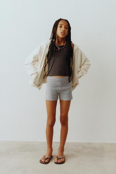 RIBBED SHORTS - Grey marl by Zara