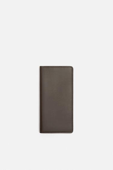 LEATHER XL WALLET - Brown by Zara