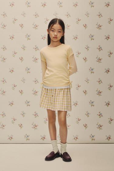 T-SHIRT WITH MODAL CUT-OUT BOWS - Yellow by Zara