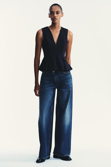 PEPLUM TOP - Dark navy by Zara - Image 0