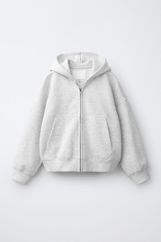 ZIP-UP PLUSH HOODIE - Grey marl by Zara - Image 0