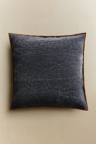 CHENILLE CUSHION COVER - Blue / Grey by Zara