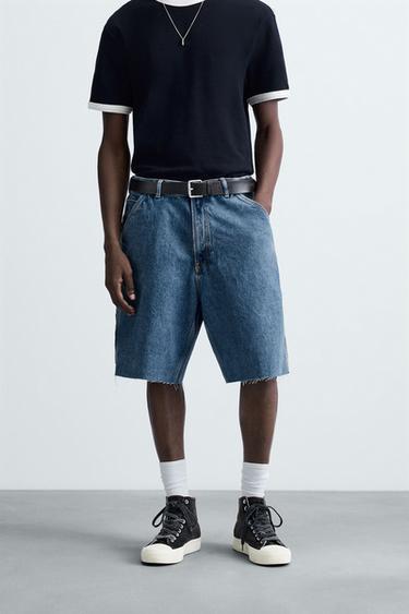 CARPENTER POCKET DENIM BERMUDA SHORTS - Blue by Zara