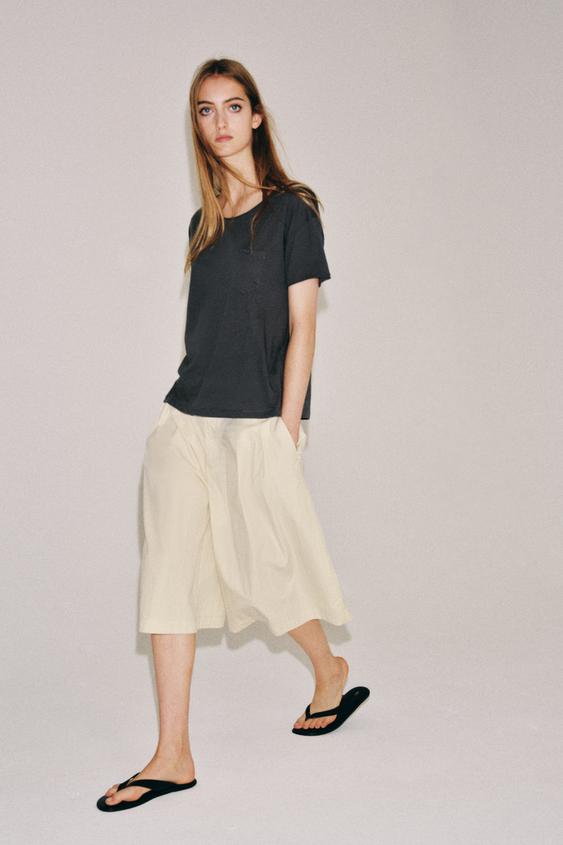 COTTON POCKET T-SHIRT - Anthracite grey by Zara - Image 0