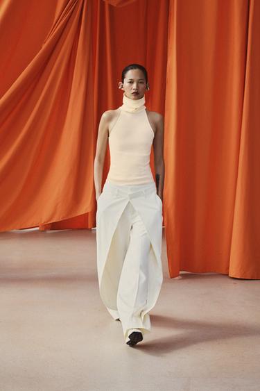 ZW COLLECTION FRONT PLEAT TROUSERS - Ecru by Zara