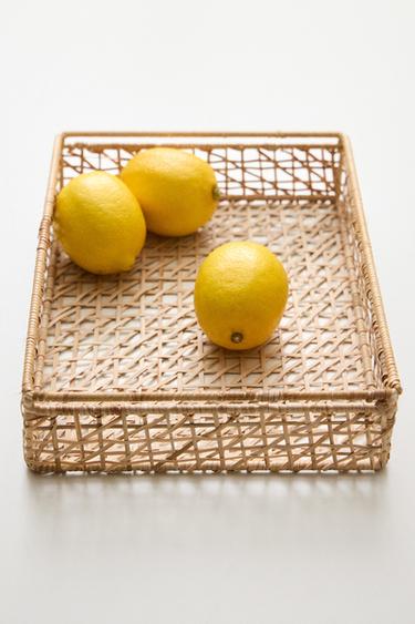 WOVEN RATTAN TRAY - Light beige by Zara