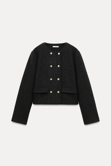 CLOTH JACKET WITH BUTTONS - Grey marl by Zara