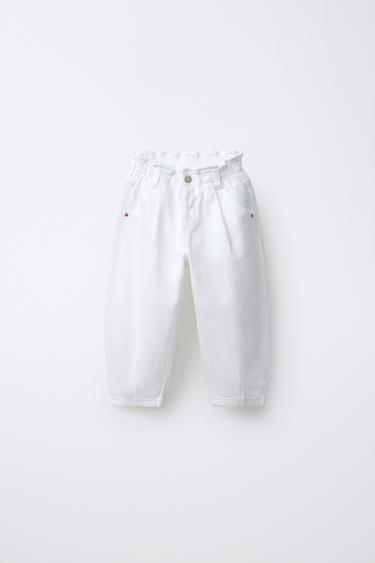 BAGGY PAPERBAG JEANS - Oyster-white by Zara