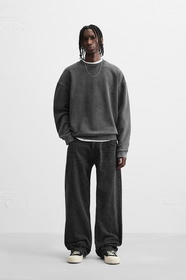 EMBROIDERED BAGGY FIT JEANS - Black by Zara - Image 0