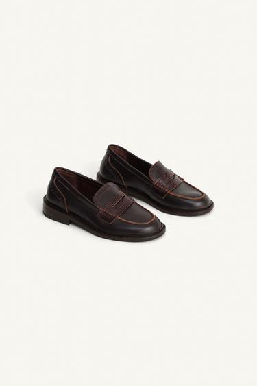 LIMITED EDITION LEATHER LOAFERS - Brown by Zara