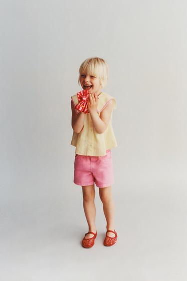 TWILL COMFORT PAPERBAG BERMUDA SHORTS - Fuchsia by Zara