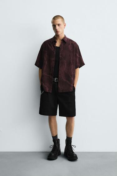 FLOWING TIE-DYE PRINT SHIRT - Burgundy by Zara - Image 0