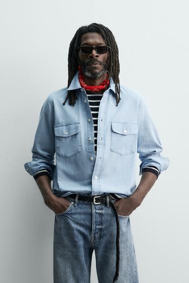 LIGHTWEIGHT DENIM SHIRT AARON LEVINE X ZARA - Mid-blue by Zara