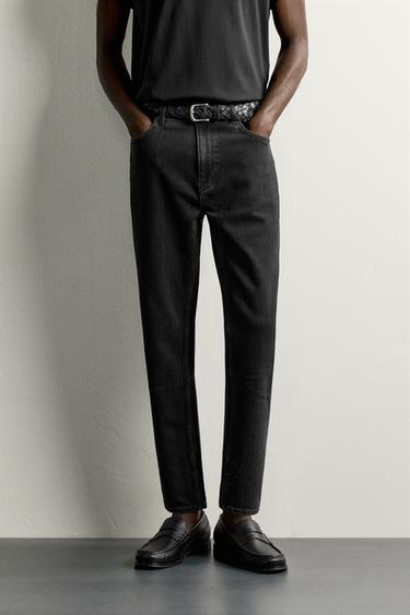 SLIM CROPPED FIT JEANS - Black by Zara