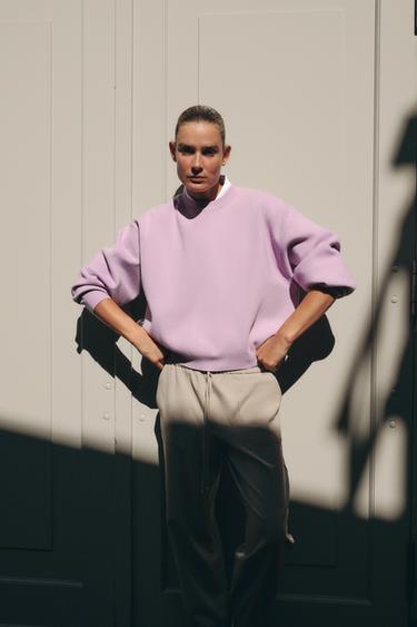 RIB KNIT SWEATSHIRT - Lilac by Zara