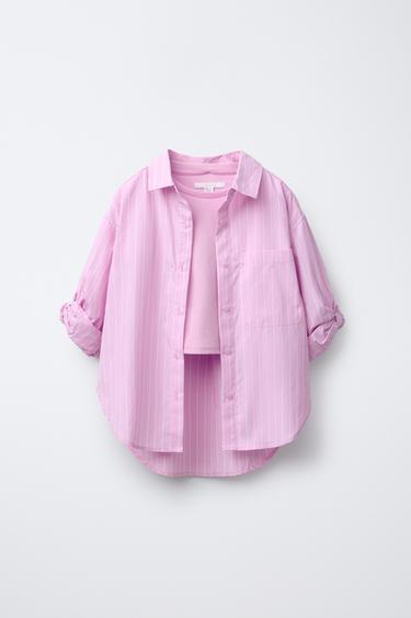 STRIPED OXFORD SHIRT AND RIB T-SHIRT PACK - Pink by Zara