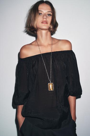 ZW COLLECTION OFF-THE-SHOULDER TOP - Black by Zara