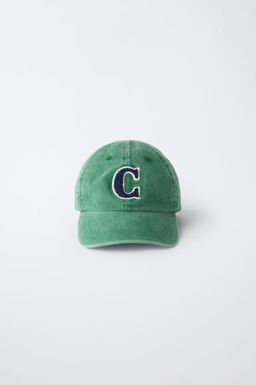 WASHED-EFFECT INITIAL PATCH CAP - Green by Zara