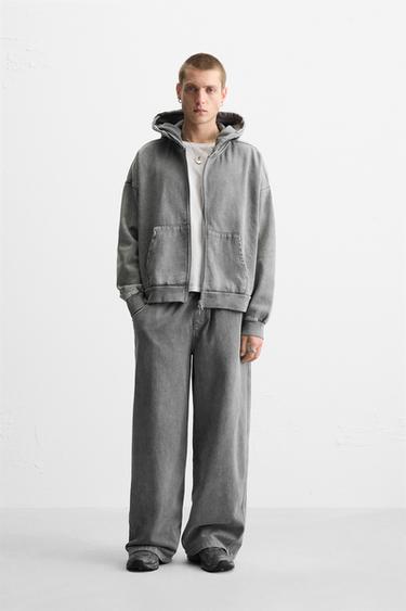 WASHED WIDE-LEG JOGGERS - Dark anthracite by Zara - Image 0