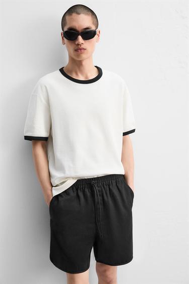 COTTON/LYOCELL BERMUDA SHORTS - Black by Zara