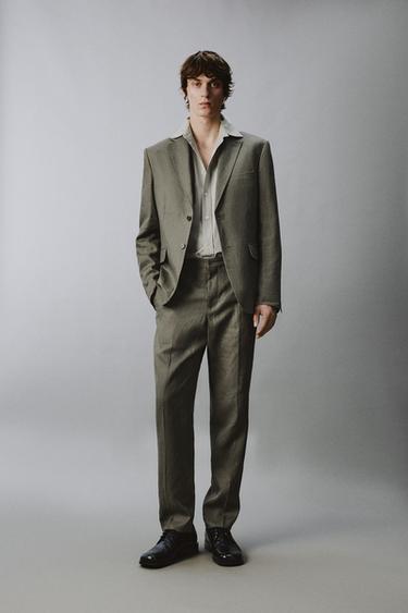 100% LINEN SUIT BLAZER - Light green by Zara