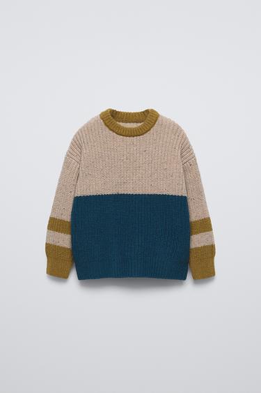 CONTRAST KNIT SWEATER - Light beige by Zara - Image 0