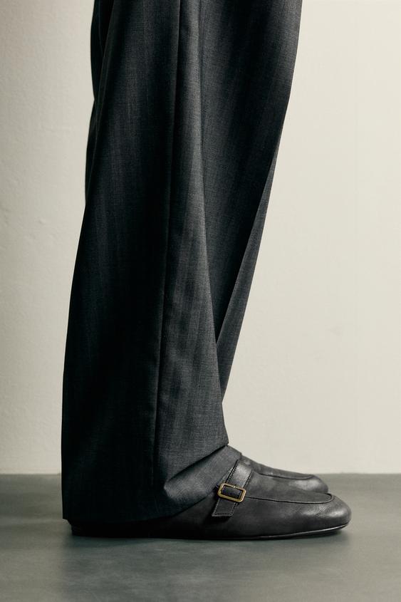 LEATHER LOAFERS - Black by Zara - Image 0