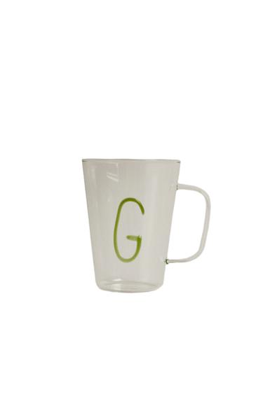 BOROSILICATE MUG WITH INITIAL G - Olive green by Zara