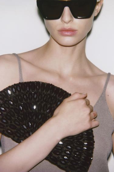 BEADED FAN BAG - Brown by Zara - Image 0