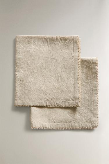 PACK OF PLAIN DYED THREAD NAPKINS (PACK OF 2) - Taupe grey by Zara