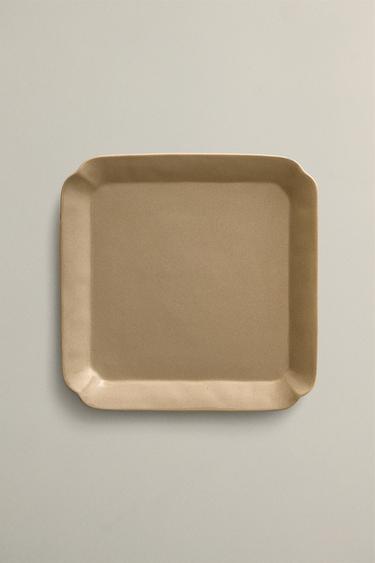 SQUARE STONEWARE TRAY - Grey / Beige by Zara