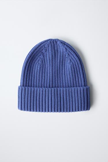 RIBBED KNIT BEANIE - Blue by Zara