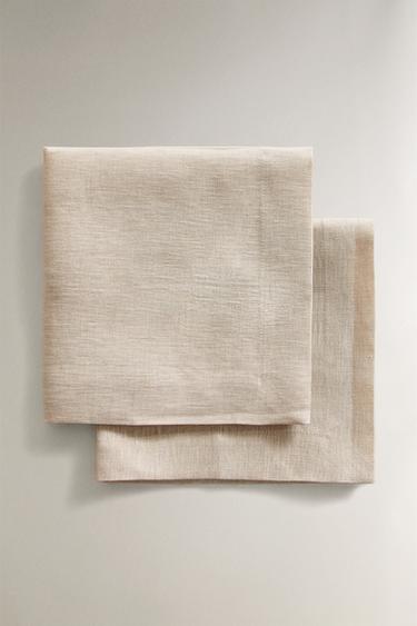 PACK OF DOUBLE-FABRIC LINEN NAPKINS (PACK OF 2) - Light beige by Zara