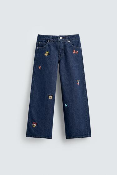 EMBROIDERED WIDE-LEG JEANS HARRY LAMBERT FOR ZARA X DISNEY - Blue by Zara