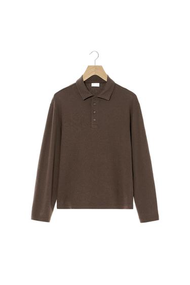 BRUSHED TEXTURED POLO SHIRT ORIGINS - Brown by Zara