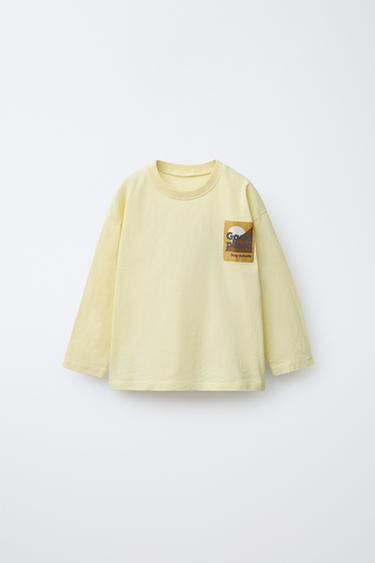 T-SHIRT WITH LABEL PRINT - Light yellow by Zara